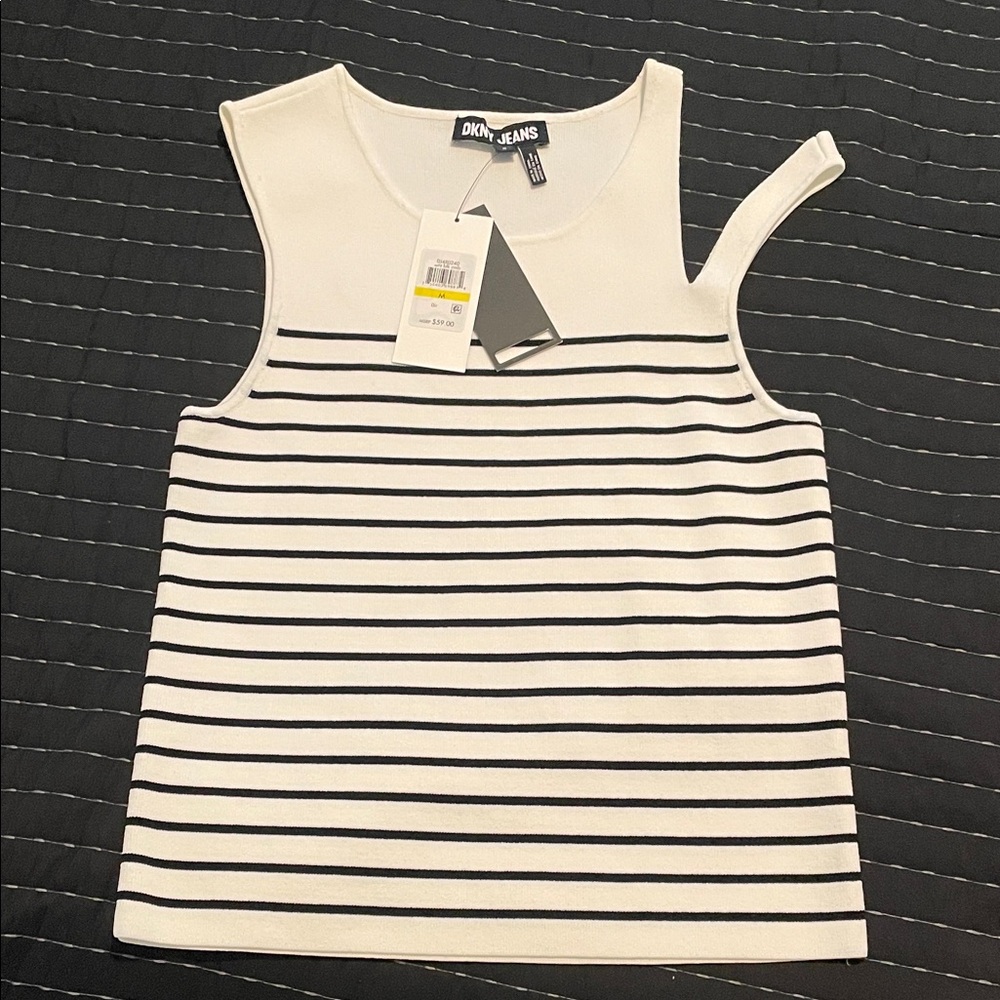 Women's Striped Tank Top - Black and White